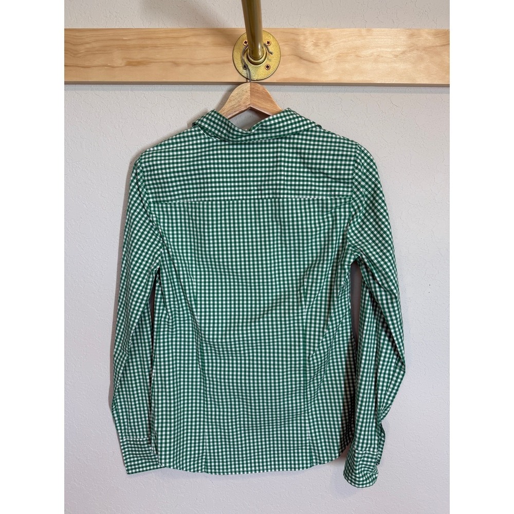 Women's J. Crew Green and White Gingham Stretch Perfect Button Down Size S - Picture 8 of 9
